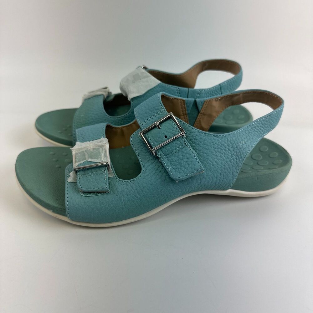 Vionic Albie Sandal Slingback Buckles Teal Blue Leather Comfort Womens 8.5 Wide - Picture 5 of 16